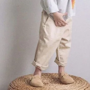 Детские однотонные штаны WLG бежевые хаки зеленые фиолетовые для мальчиков и