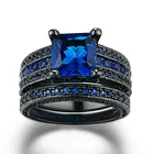Новое поступление, женские кольца, черное инкрустированное синее Свадебное обручальное кольцо из сплава, аксессуары для подарка на день рождения