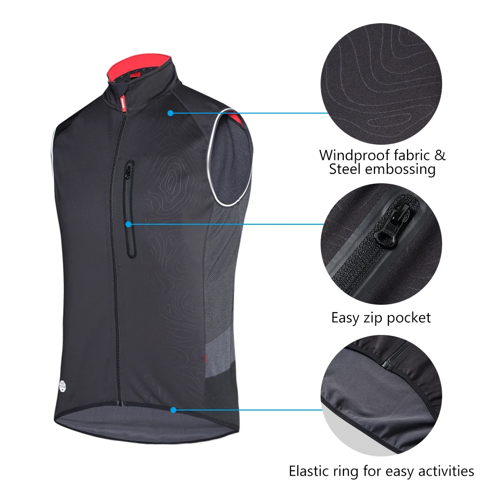 Santic мужской жилет для велоспорта ветрозащитная Светоотражающая безрукавка не