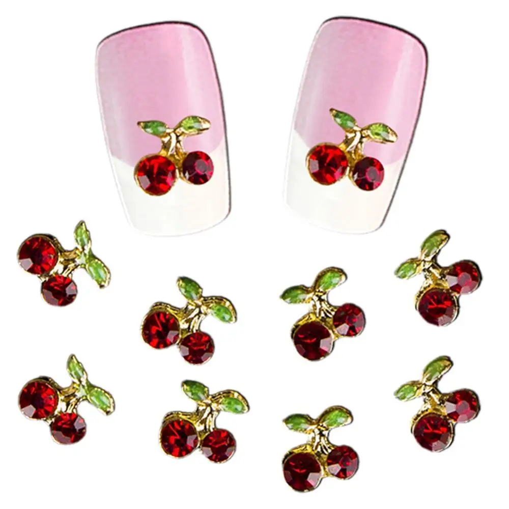 

10 Pcs Shiny 3D Cherry Shape Press On Nail Rhinestones Stickers Decoration Beauty Decals Everything For Manicure
