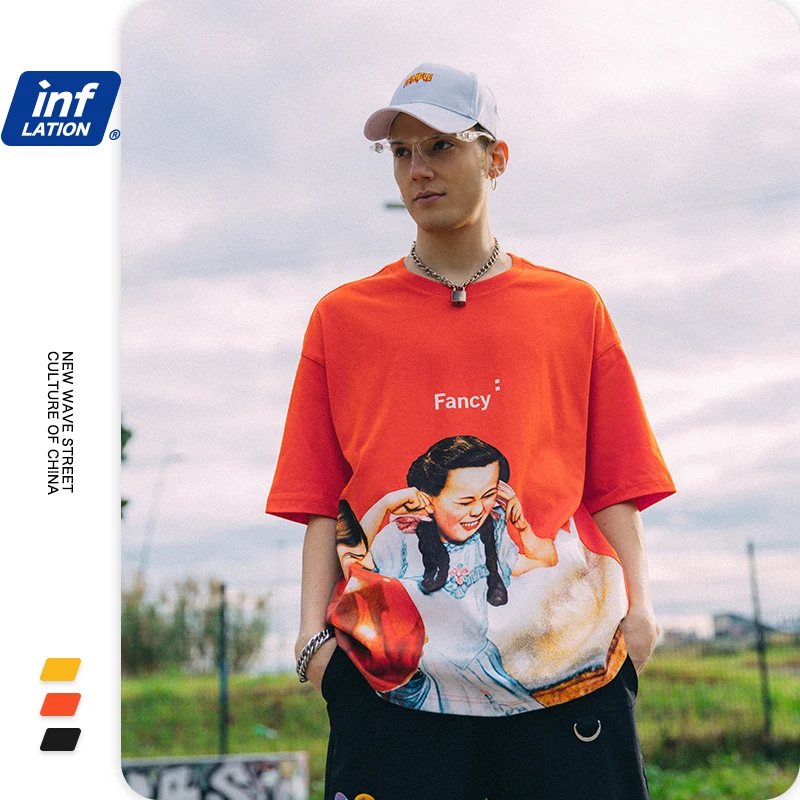 INFLATION 2019 летние мужская одежда футболка Винтажные мужские футболки в стиле хип