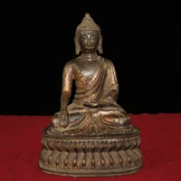 9 tibet buddhism old bronze lacquer cinnabar shakyamuni buddha statue sitting buddha double lotus terrace enshrine the buddha