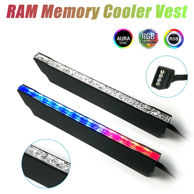 

RAM Memory Cooler Vest 5V ARGB 3Pin Colorful LED Memory Radiator ARGB Sync for Computer Motherboard Memory