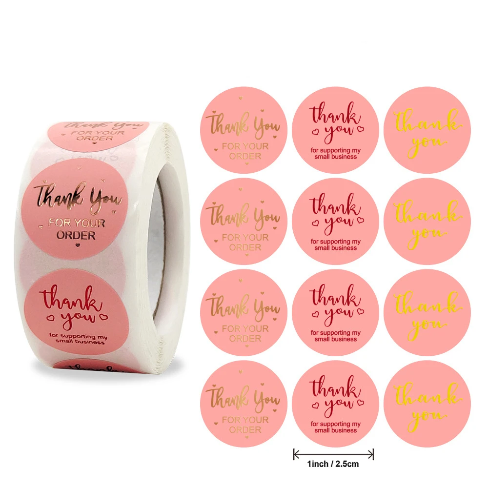

50-500pcs Hot stamping Pink Thank You Stickers for Business Seal Labels Sticker Wedding Gift Card Letter Stickers Stationery