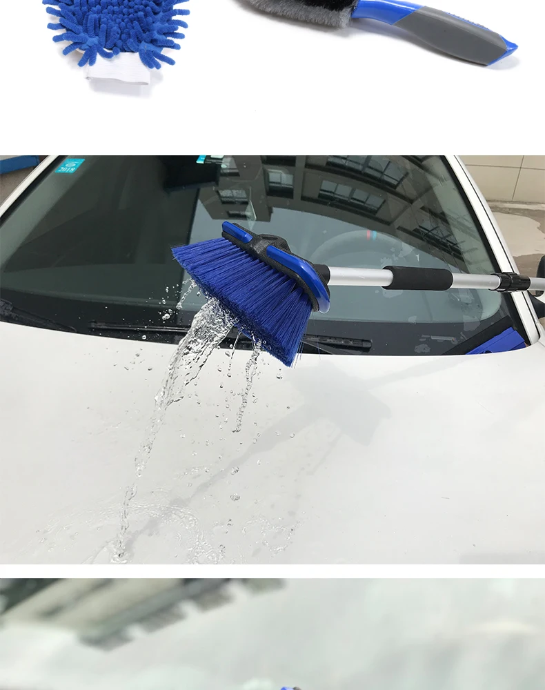 Car Wash Brush Cleaning Mop Chenille Broom Water Flow Windows Squeegee Telescoping Handle Foam Bottle Car Accessories Xammep