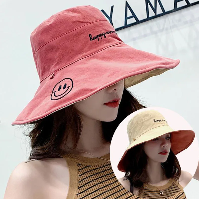 Унисекс шляпа ведро со смайликом Солнцезащитная уличная кепка для женщин и