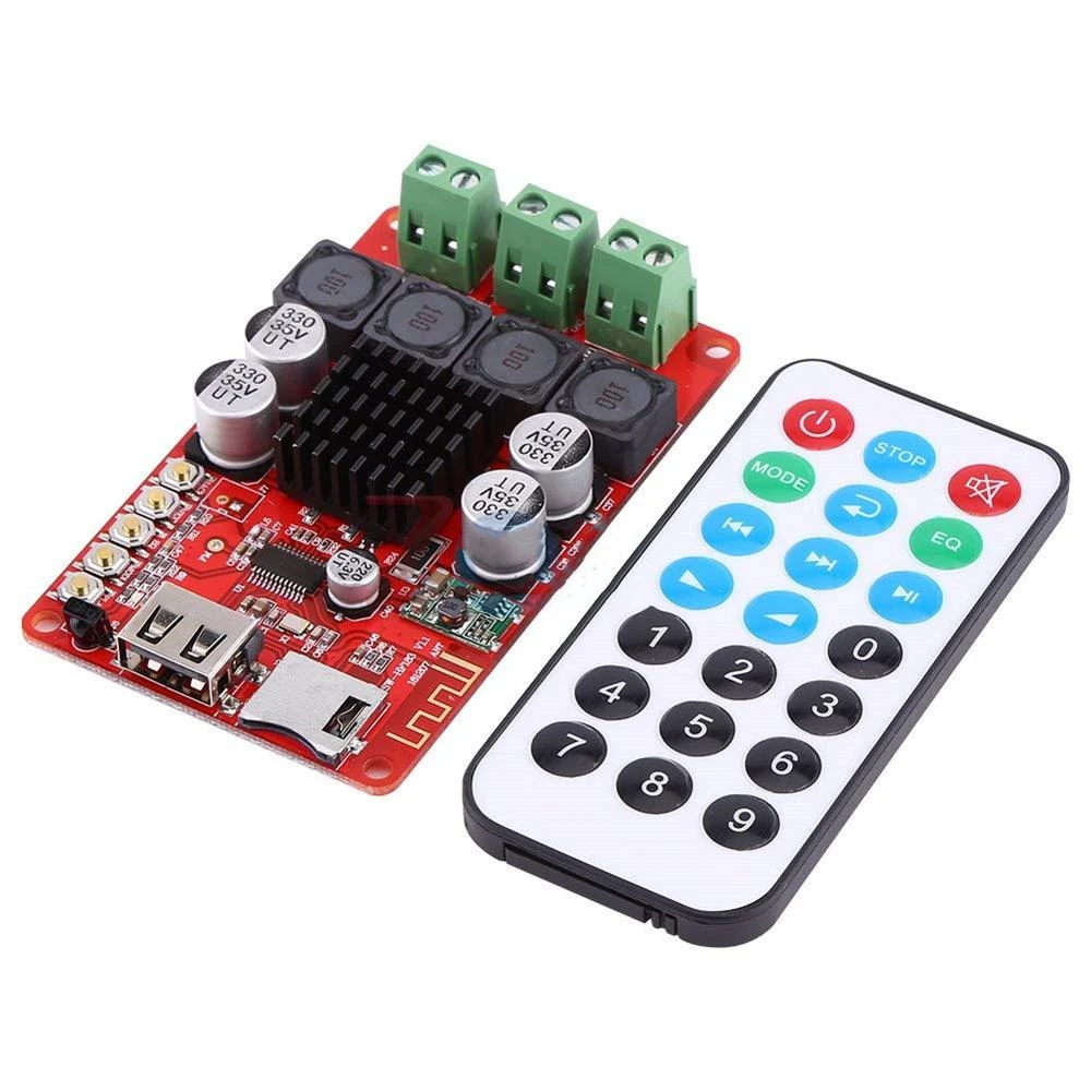 

TPA3116 50W+50W Bluetooth Receiver Digital Audio Amplifier Board TF card U-disk Player FM Radio with Remote Controller