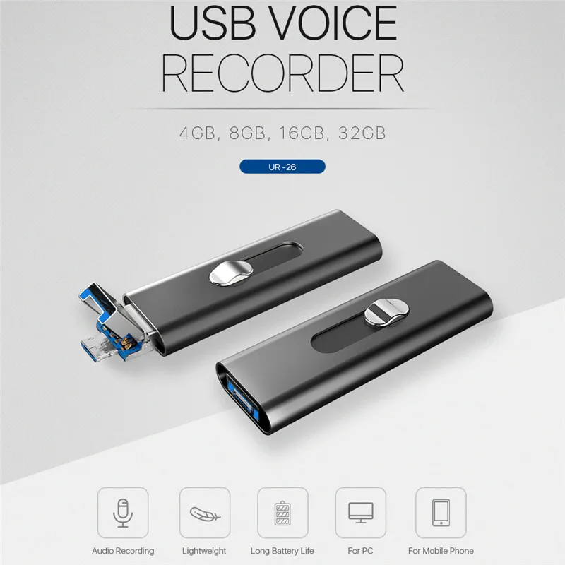 USB-диктофон 192 кбит/с Мини-Цифровой диктофон с голосовой активацией