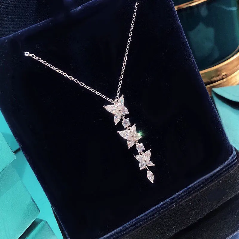 

Роскошные ювелирные изделия, Real925 1:1, логотип, ручная работа, Супер Блестящая форма бабочки, Женское Ожерелье, горячая распродажа, модный бре...