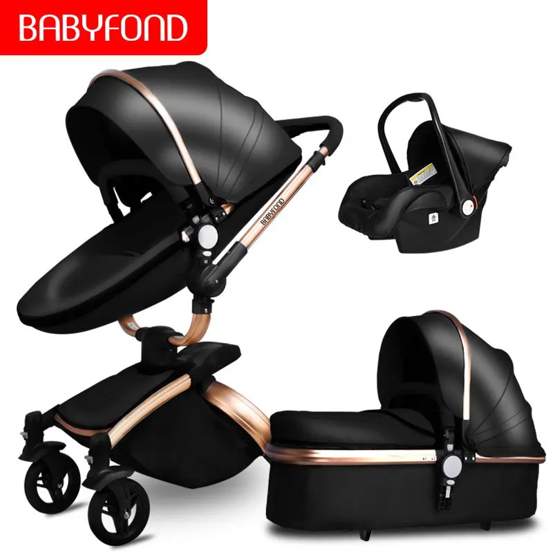 

Babyfon 3 in 1 Baby Stroller Folding Two-way Push Luxury High Landscape Baby Carriage With Comfortable Car Seat Trolley
