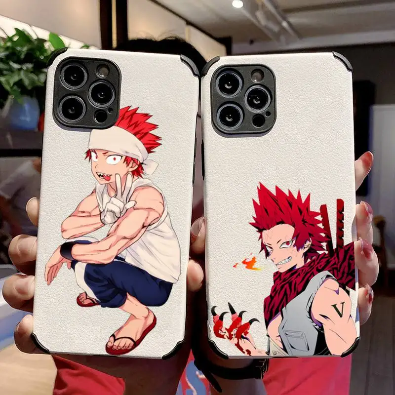 

Riot Eijiro Kirishima anime Phone Case Lambskin Leather For iphone 12 11 8 7 6 XR X XS PLUS MINI PLUS PRO MAX Shockproof