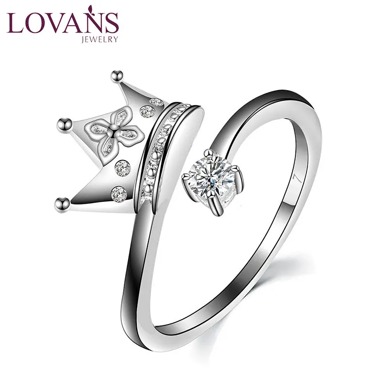 

LOVANS Trendy Women Ring Queen Crown Silver Engagement Ring Wedding Zirconia Authentic Jewelry High Quality Women Men Fashion