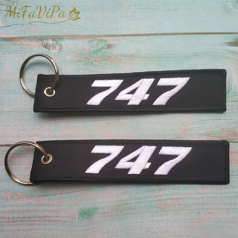 MiFaViPa Black White Boeing 747 Fashion Trinket Keychain Strap Embroidery Aviation Key Chain for Men Gift Luggage Tag Keyrings | Украшения