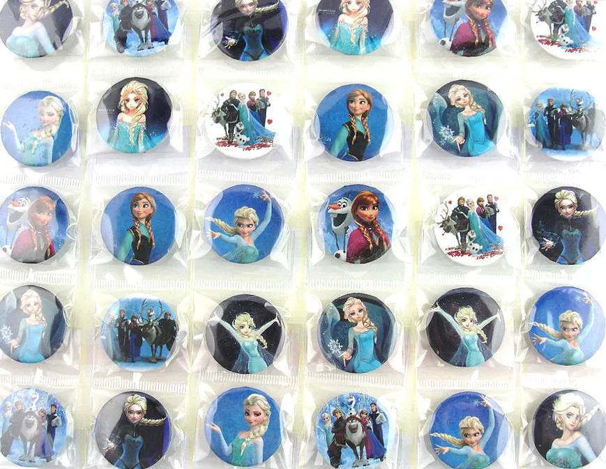 Бесплатная доставка значок на пуговицах Холодное сердце Эльза и Анна 30 мм (48
