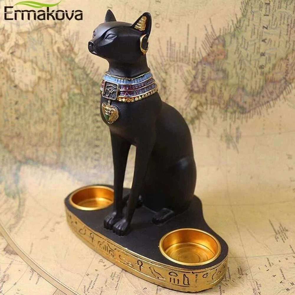 

Подсвечник с египетским котом. .. Статуя богини из смолы в стиле ретро, Декор для дома и офиса