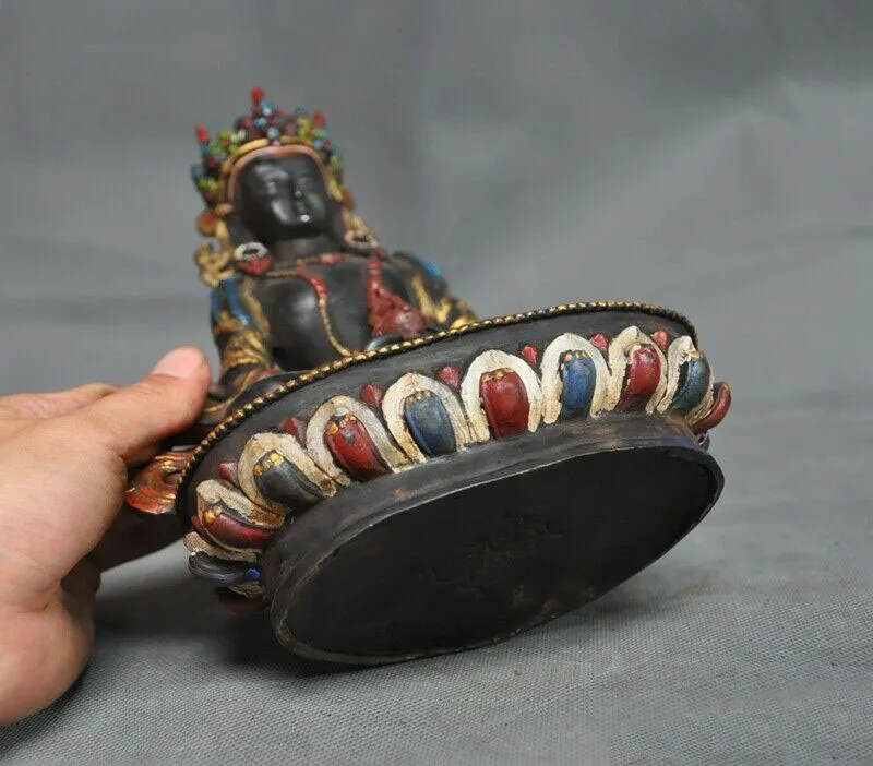 

Wedding Decoration Tibet temple bronze Painted Amitayus Longevity Buddha Guanyin Bodhisattva Statue