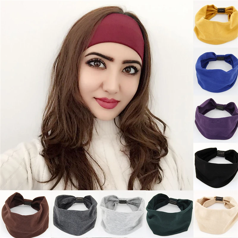 

Women Fashion Solid Color Headbands Ladies Soft Head Headband Sport Turban High Quality Headband For Femme Hair Accessories