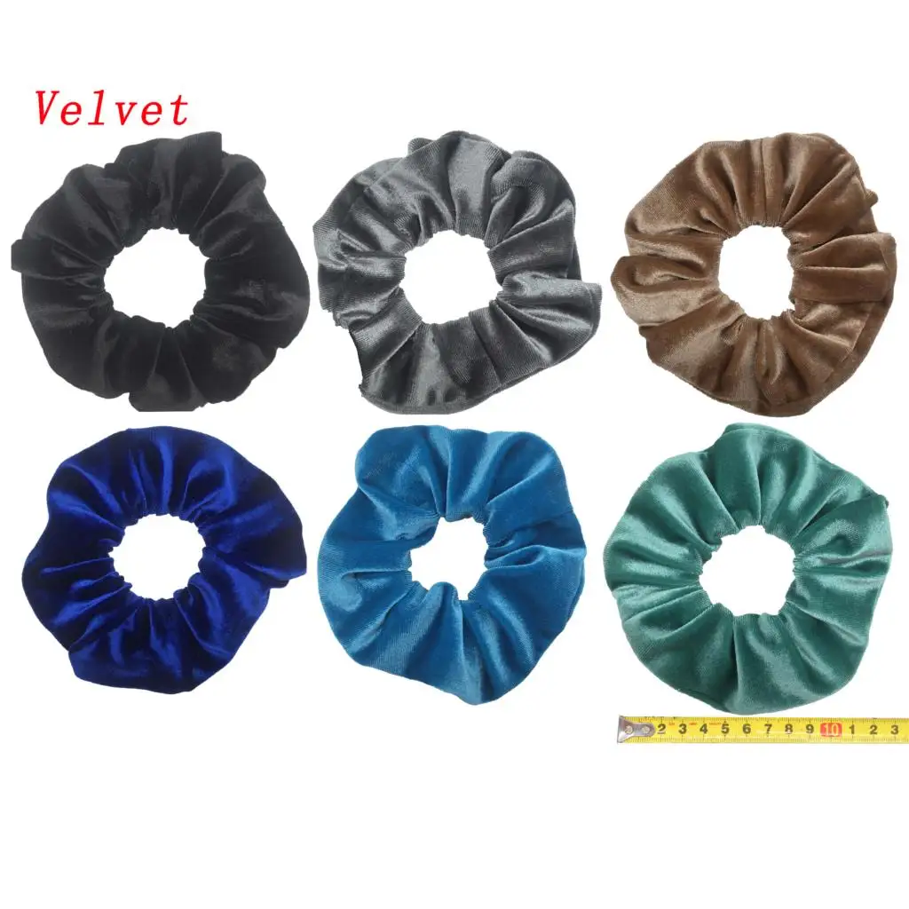PJ051-M-6PCS 6 шт/лот Бархатные эластичные резинки для волос, резинки для волос для девочек, не складываются, леопардовые женские большие мелкие блестки из шифона с цветочным рисунком - Цвет: PJ051-M-6PCS
