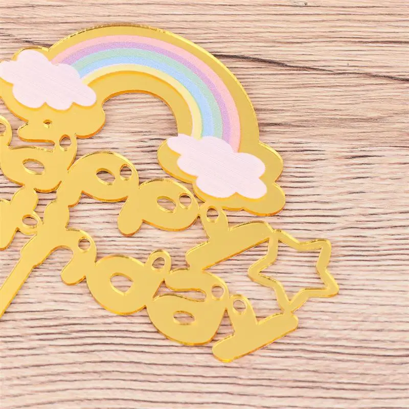 2 шт. акриловый Радужный торт Топпер С Днем Рождения украшения торта топперы для