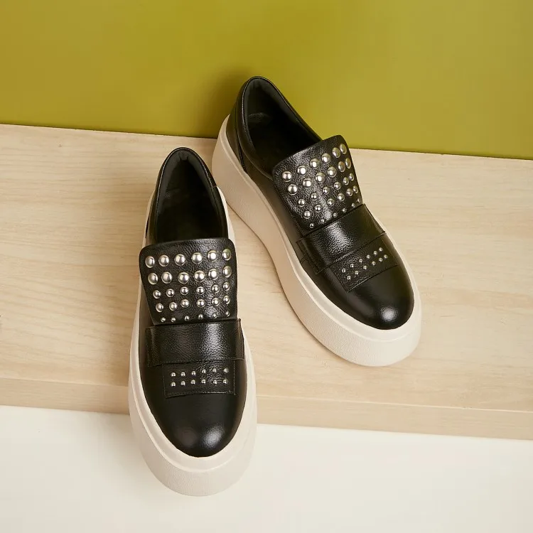 Женские туфли лодочки из мягкой бычьей кожи с круглым носком и