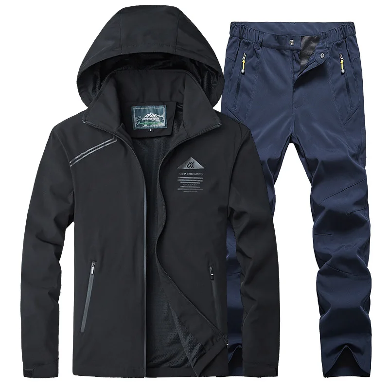 Уличная походная куртка и штаны для мужчин водонепроницаемый ветрозащитный