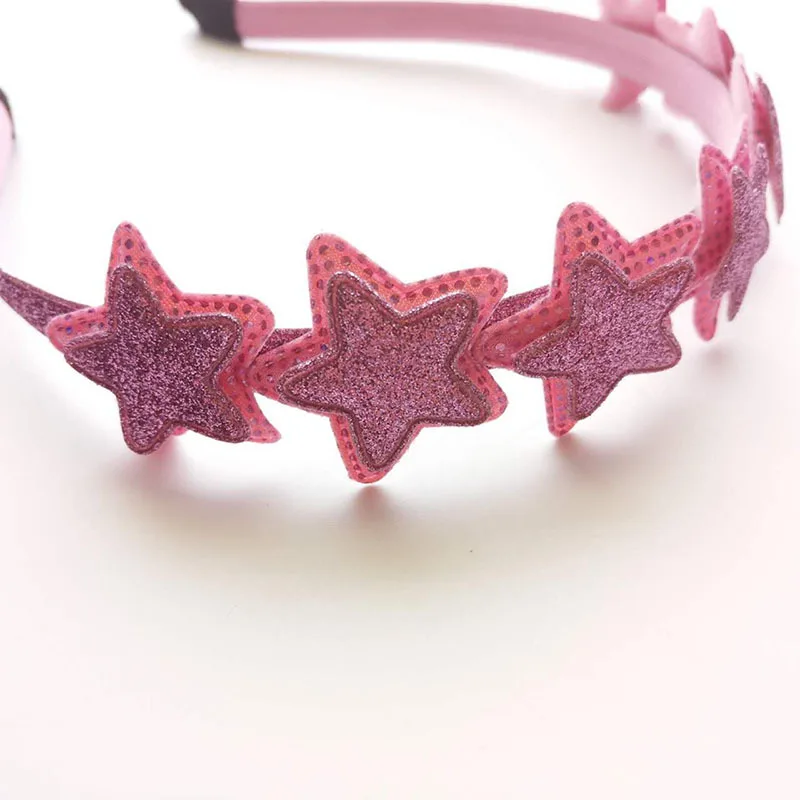 Shimmer Powder Pink Pointed Star Hair Hoop Boutique Princess Headwear Girls Accessories Children Headbands Baby Hairbands | Аксессуары