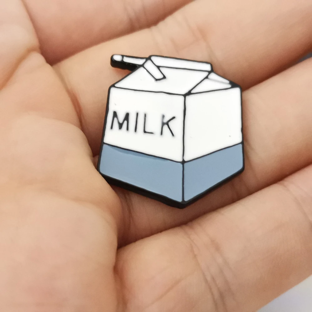 Fashion Drink Enamel Brooches Vintage Alloy Brooch Pin Milk Badge Jewelry Gift For Kids Friends