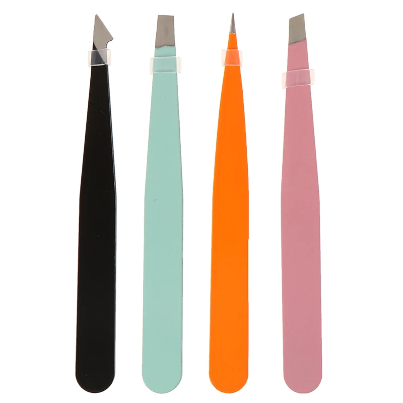 

4Pcs/bag Professional Hair Removal Eyebrow Pliers Clip Eyebrow Tweezers Stainless Steel Point Slant Flat Tip Removal Makeup