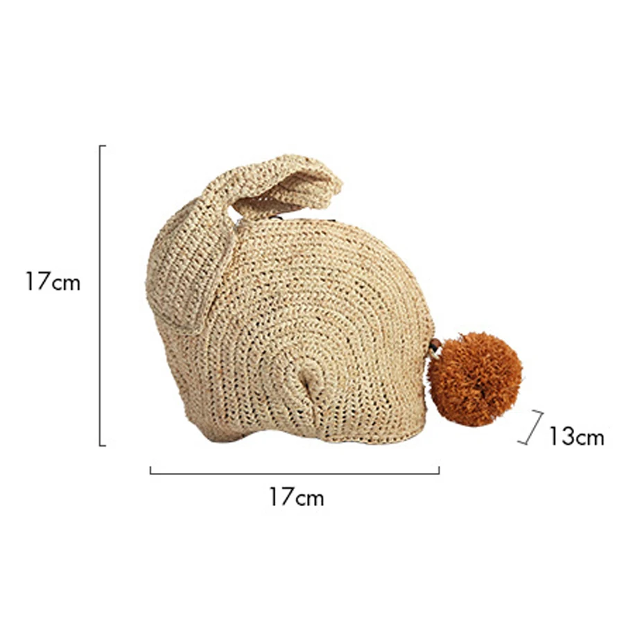 

Cute Rabbit Straw Woven Shoulder Basg Women Leisure Crossbody Bags Summer Vacation Beach Bag Ladies Hand-woven Raffia Bag Purses