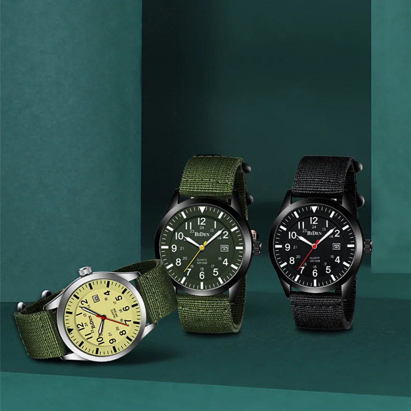 

BIDEN Men Quartz Watch 12/24hours Scale Wristwatch Military Sport Waterproof Watches Calendar Date Clock Male relogio masculino
