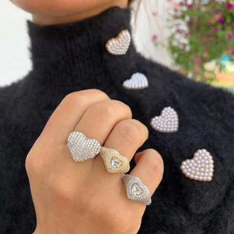 Позолоченные Модные трендовые кольца с микро-ПАВЕ полная Искрящаяся форма