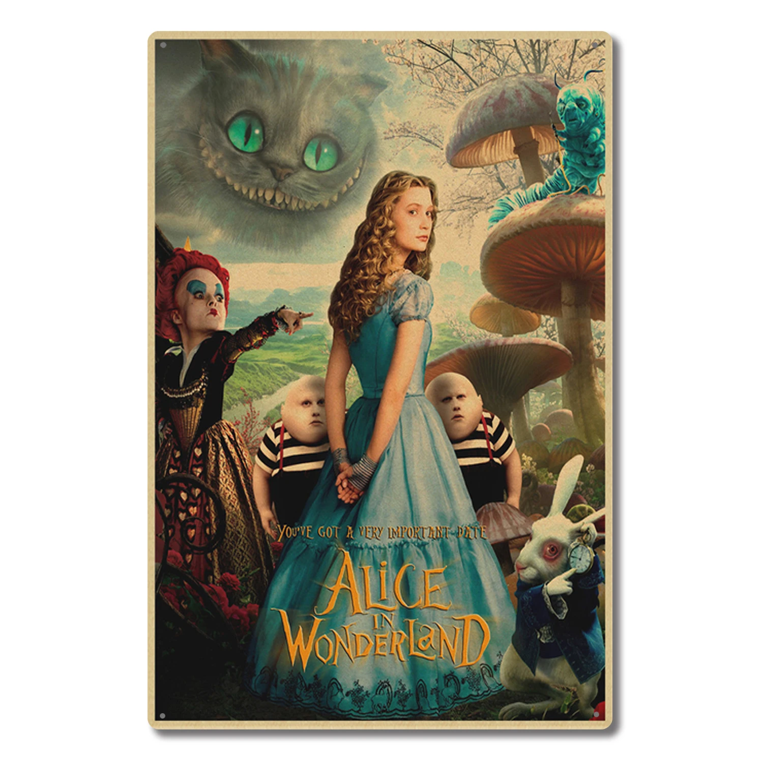 

Alice In Wonderland Vintage Metal Tin Sign Retro Movies Wall Decor for Home Bar Coffee Restaurant Art Posters Plates 12x8 Inches