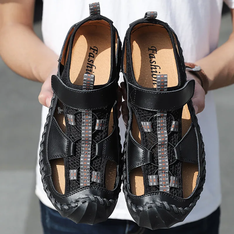 

Новинка 2021, мужские сандалии на плоской подошве для улицы, дизайнерская Высококачественная износостойкая мягкая легкая обувь для песчаног...