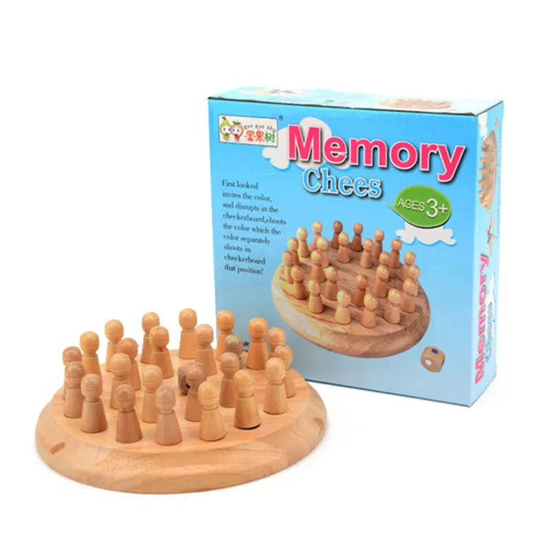 Фото Детская деревянная палочка с памятью шахматная игра забавная настольная