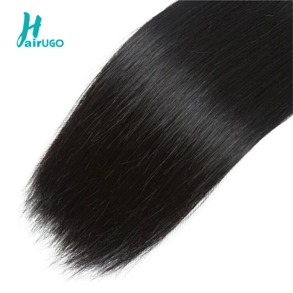 Перуанские прямые волосы HairUGo 3 пучка с застежкой не Реми человеческие пучки