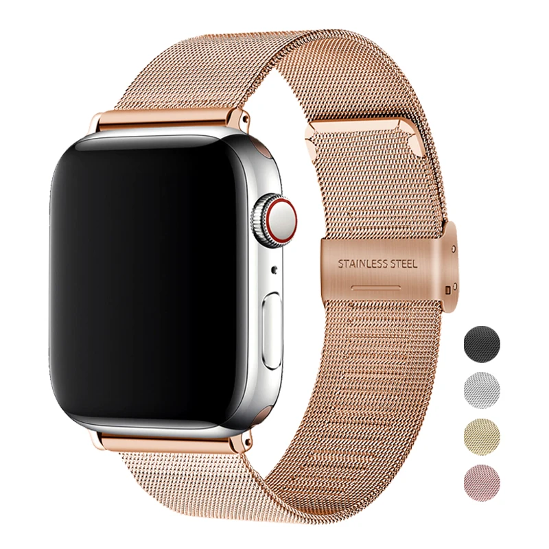 Сетчатый ремешок для Apple Watch band 44 мм 40 металлический браслет из нержавеющей стали