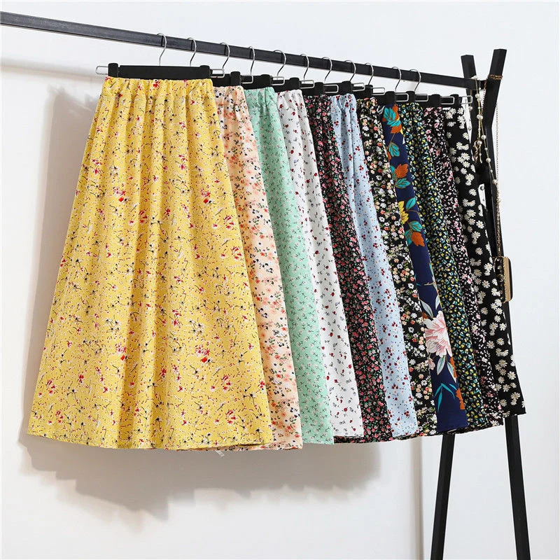 

Little Daisy skirt 2021 new women's high waist floral skirt length new hip A-line skirt