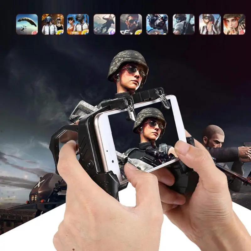 K21 Game Handle for PUGB Helper 4 Finger Ergonomic Grip Linkage Fast Shooting Button Controller Mobile Phone Universal