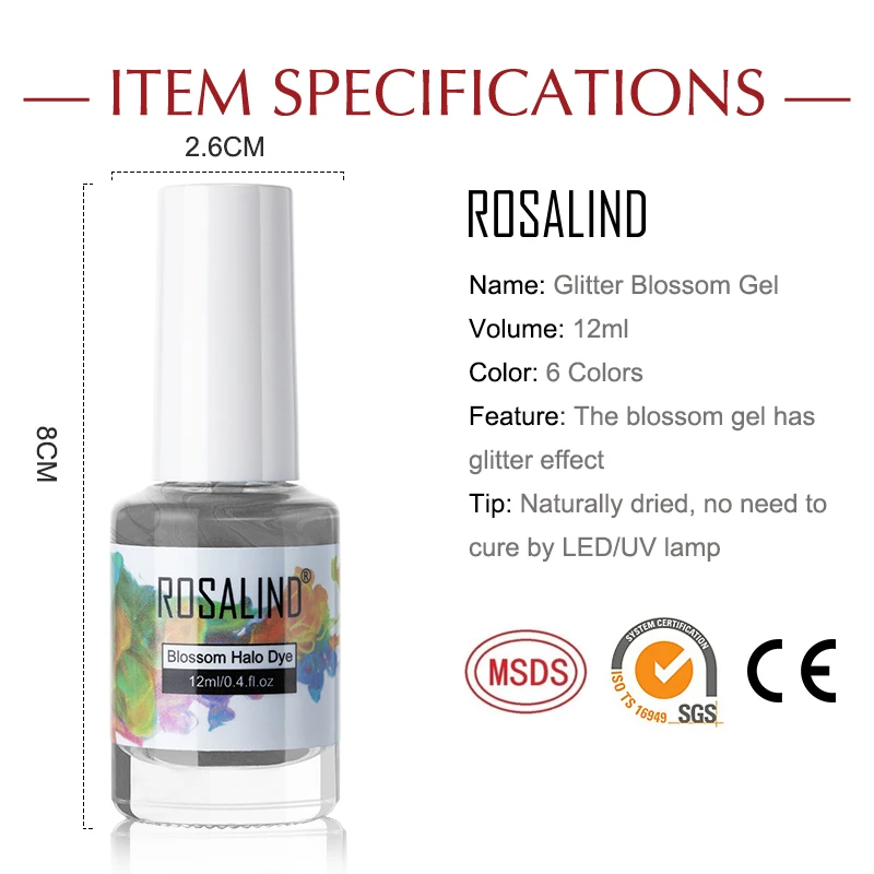 Гель для ногтей с блестками ROSALIND Blossom Гибридный гель основа 12 мл Полупостоянный