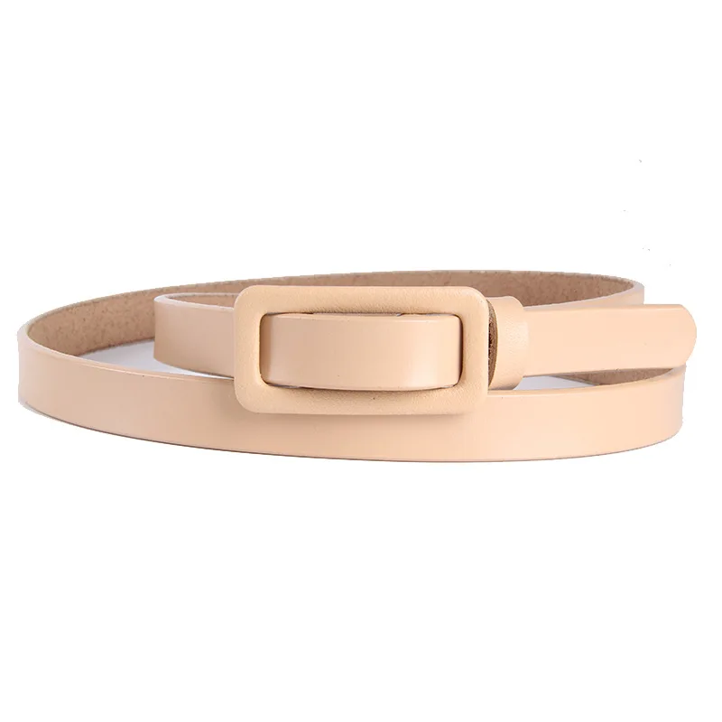 Genuine Leather Women Belt For Dresses No Hole High Fashion Thin Belt Women Solid Red Camel Pink Summer Female Strap