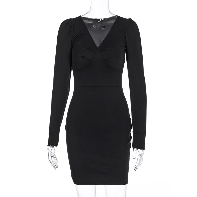 LVINMW сексуальное облегающее платье на пуговицах с длинным рукавом и v образным