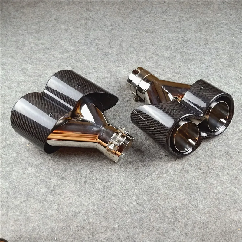1 пара глянцевые насадки на выхлопные трубы из углеродного волокна + нержавеющая