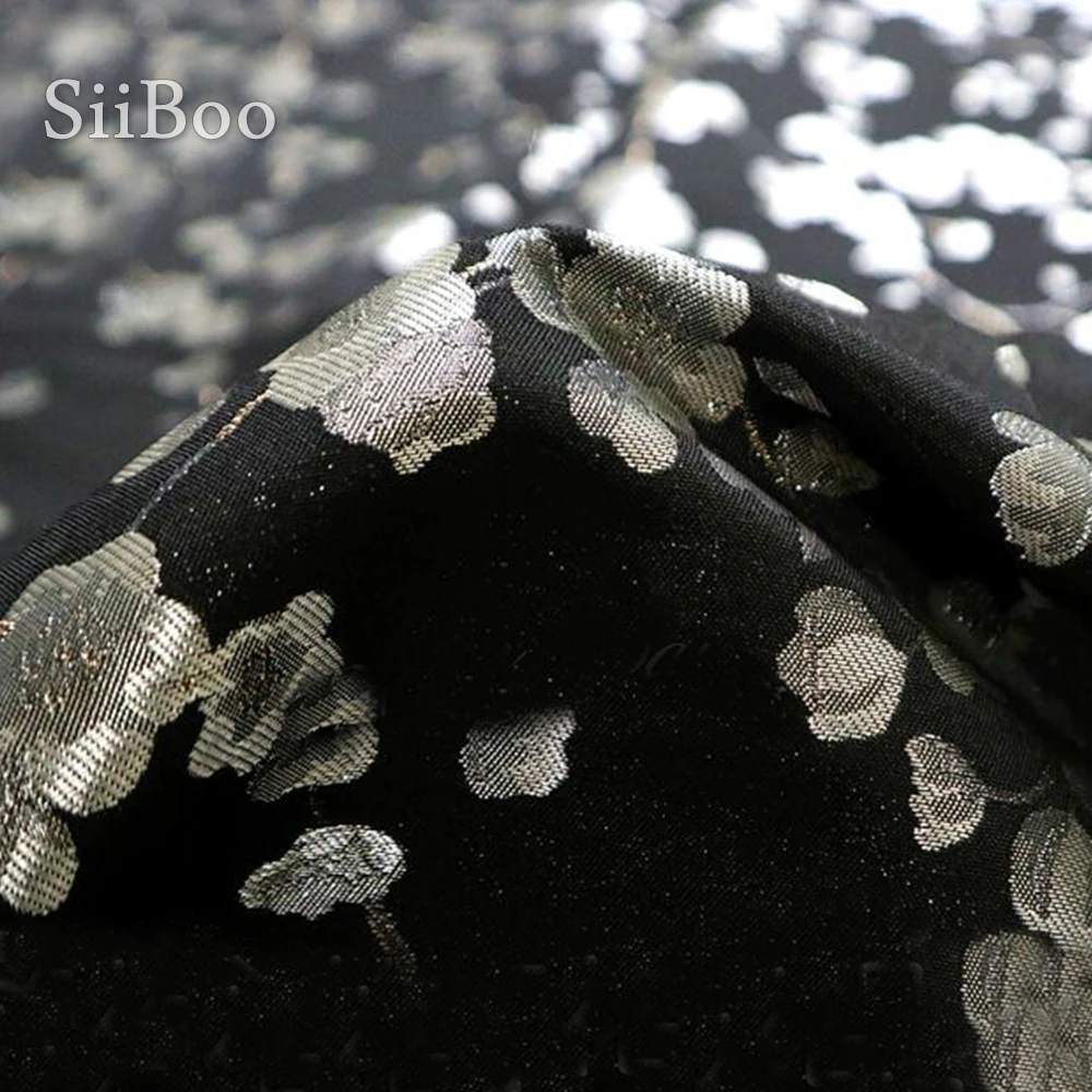 Американский стиль черный серебристый цвет сливы металлик жаккардовая парча