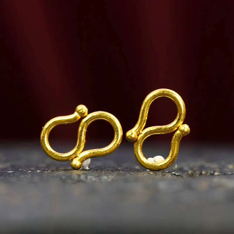 1pcs Pure 999 24K Yellow Gold S Clasp For Necklace Bracelet Diy Jewelry 0.2-0.3g | Charms