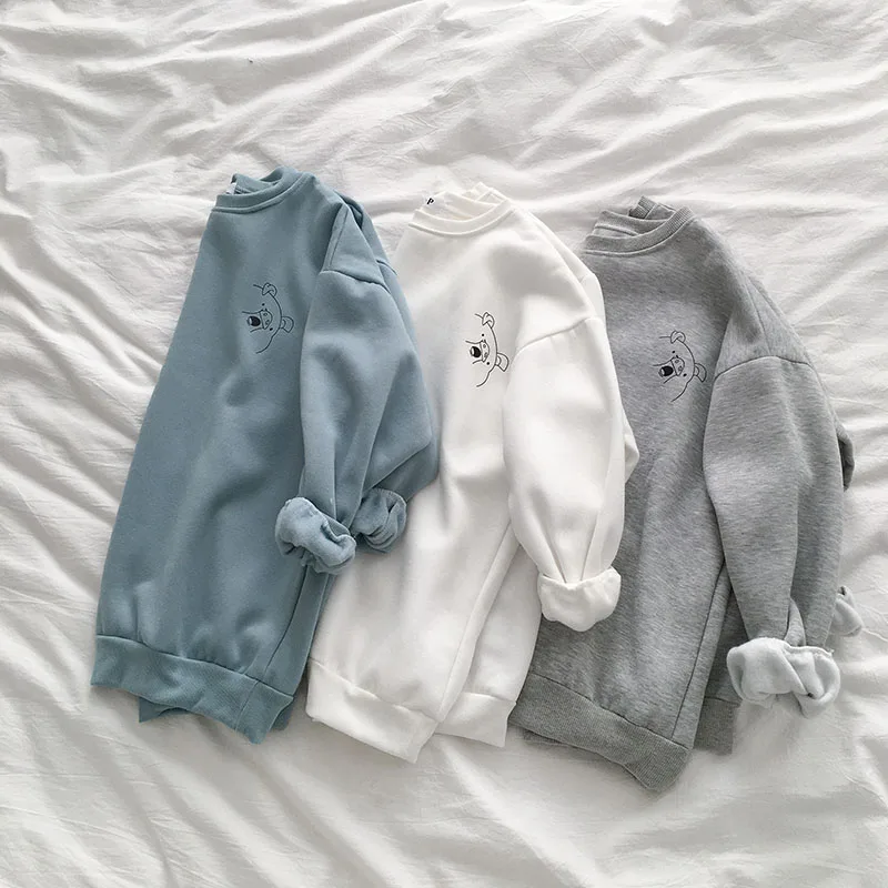 Новинка 2021 модные корейские толстовки женские зимние топы повседневная милая