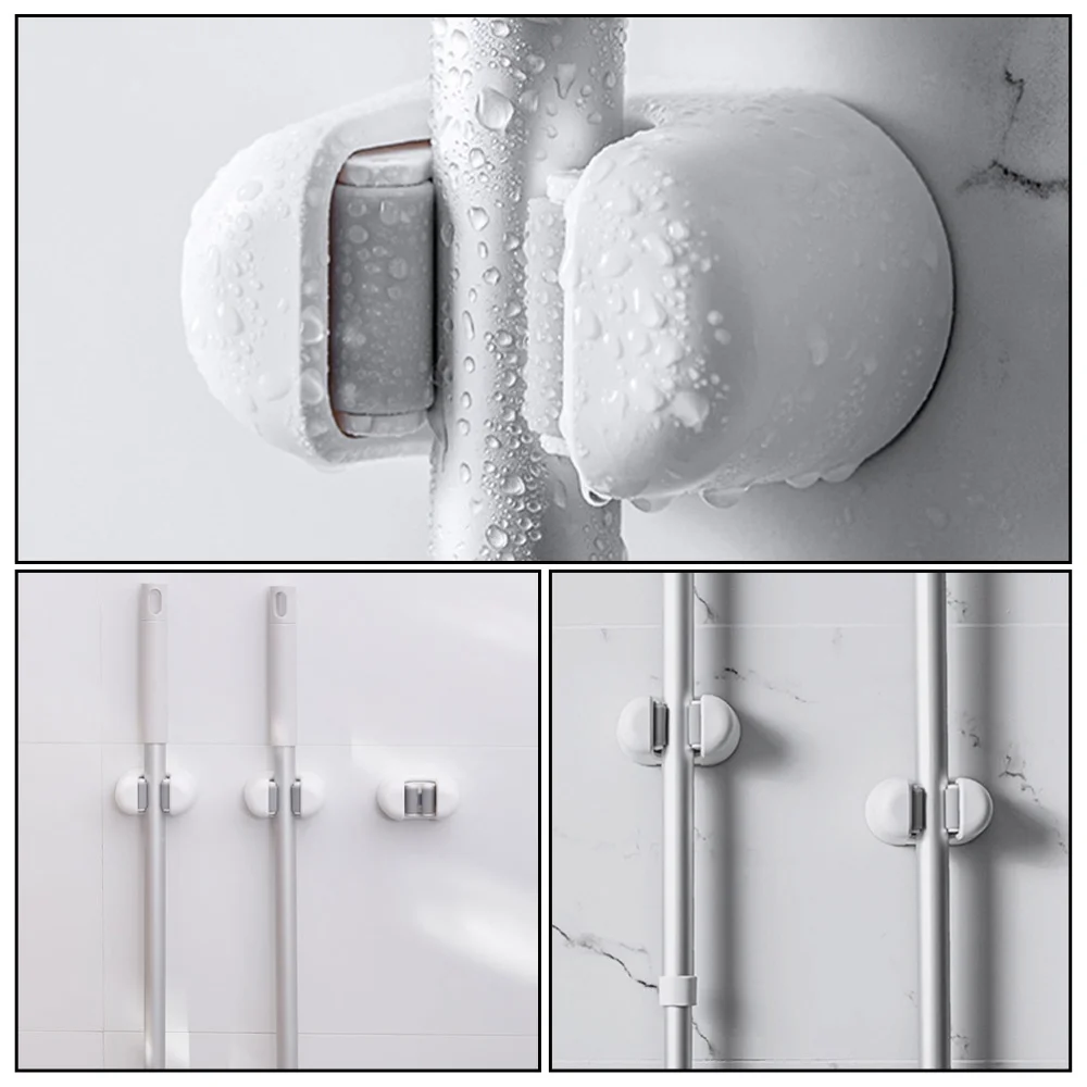 

3Pcs Multi-functional Mop Holders Punch-free Mop Hooks Practical Mop Clips