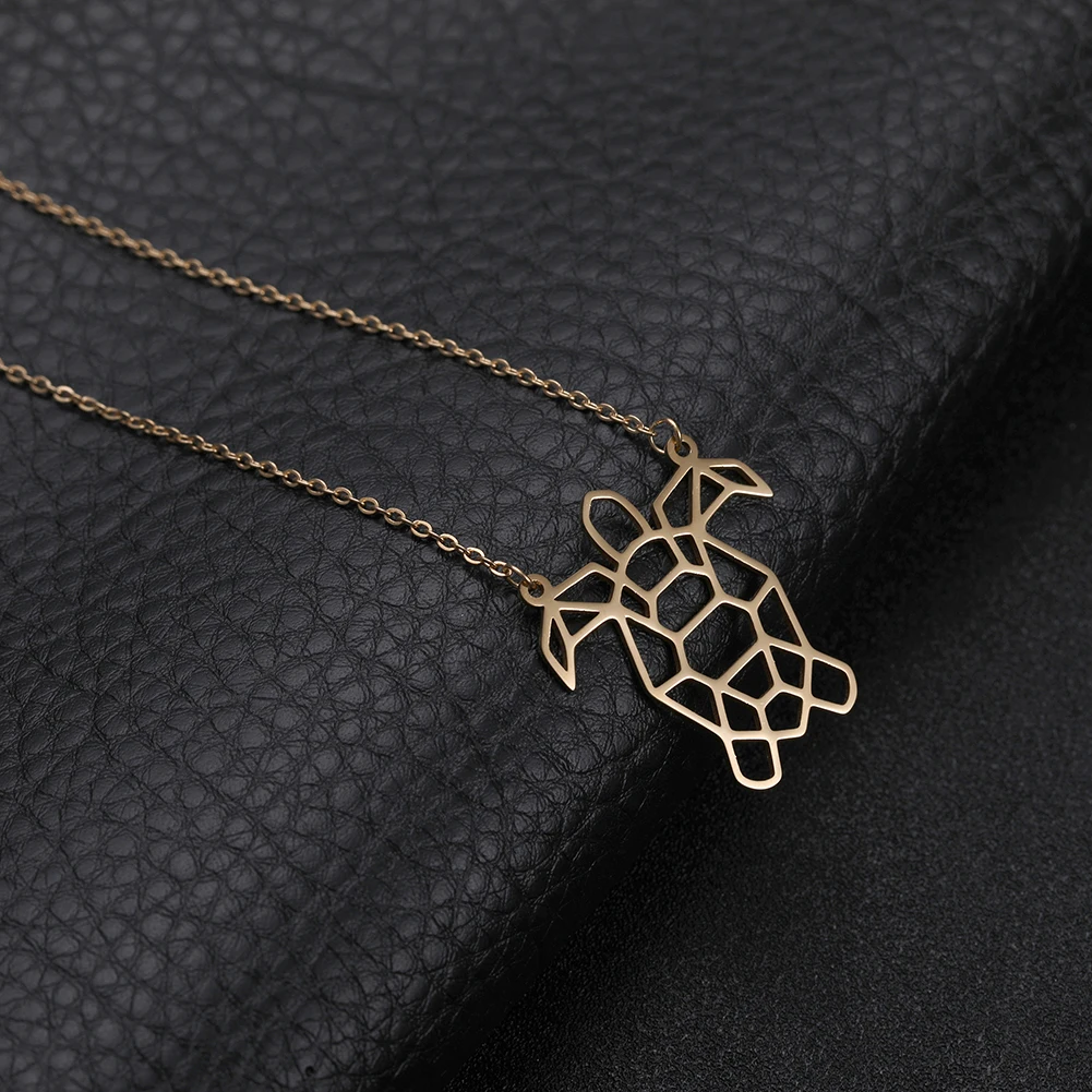 Фигурка животного ожерелье с морской черепахой геометрическая цепочка для