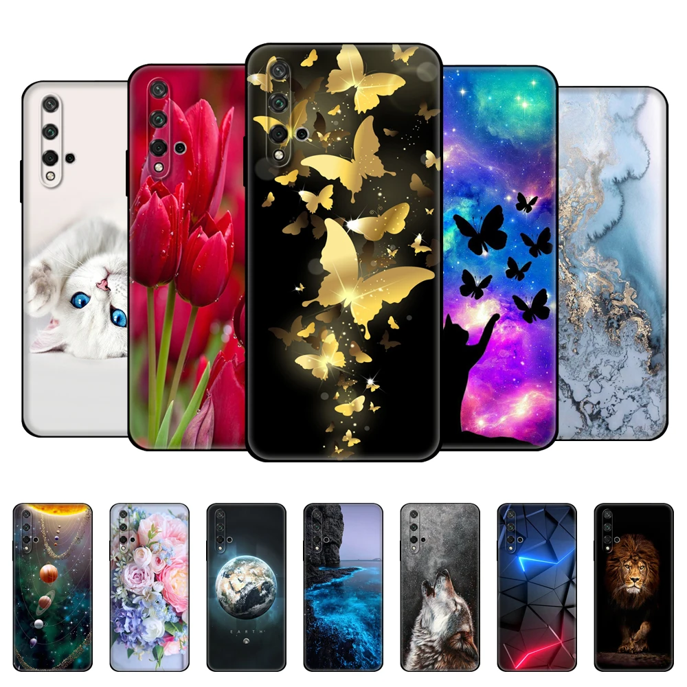 

For Honor 20 Case Silicon Back Phone Cover For Huawei Honor 20 Honor20 YAL-L21 YAL-L41 Luxury Coque Bumper black tpu case