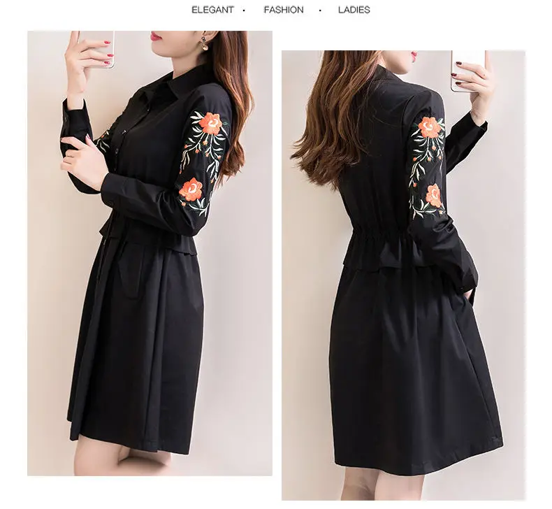 Тренчкот женский тонкий средней длины повседневная одежда с длинным рукавом и