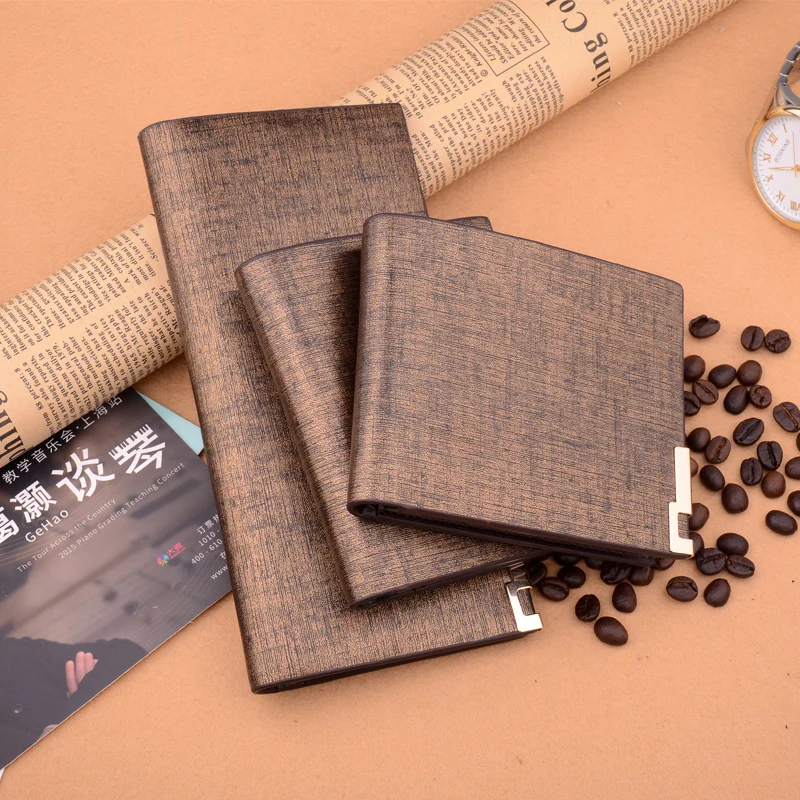 Мужской кожаный кошелек короткий золотой тонкий милый роскошный передний карман